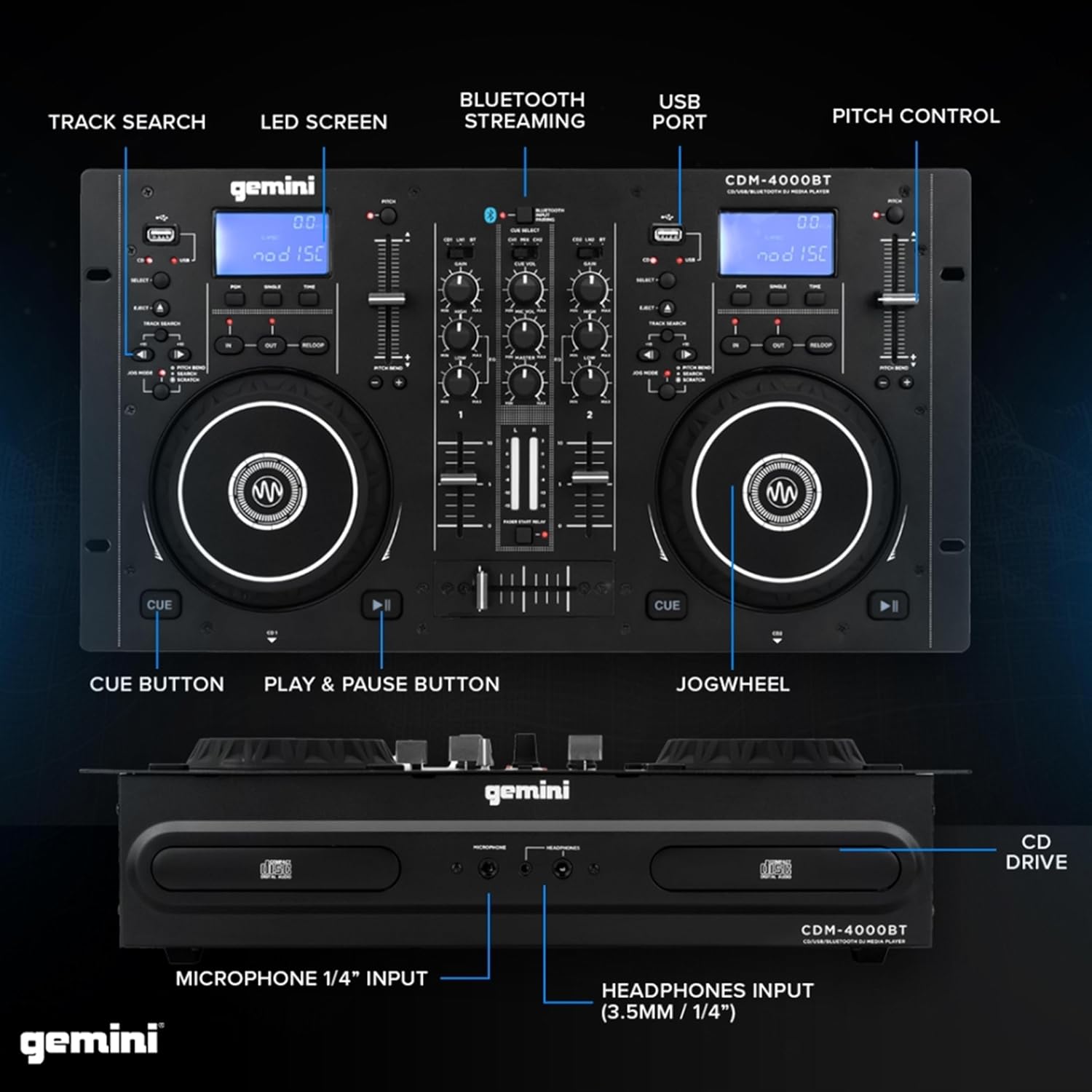gemini ジェミナイ 一体型 オールインワンCDJコンソール CDM-4000BT +
